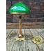 Настольная лампа с зеленым плафоном, литьё, камень